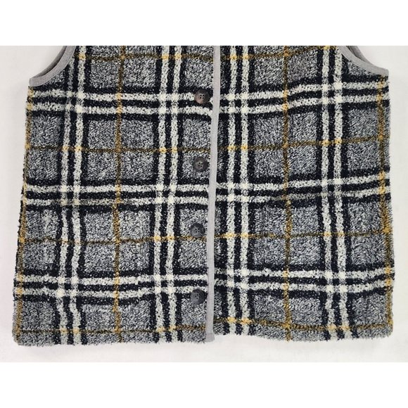 Adrienne Vittadini Vest Womens Large Gray Plaid Button Up Pockets Vintage USA - Picture 7 of 9